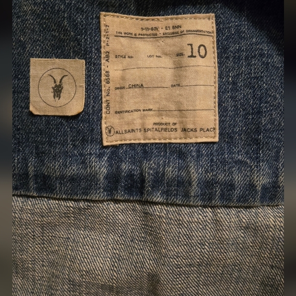 Women's Allsaints Lamara Distressed Flap Pocket Selvedge Denim Jacket (size 10) - Picture 5 of 7